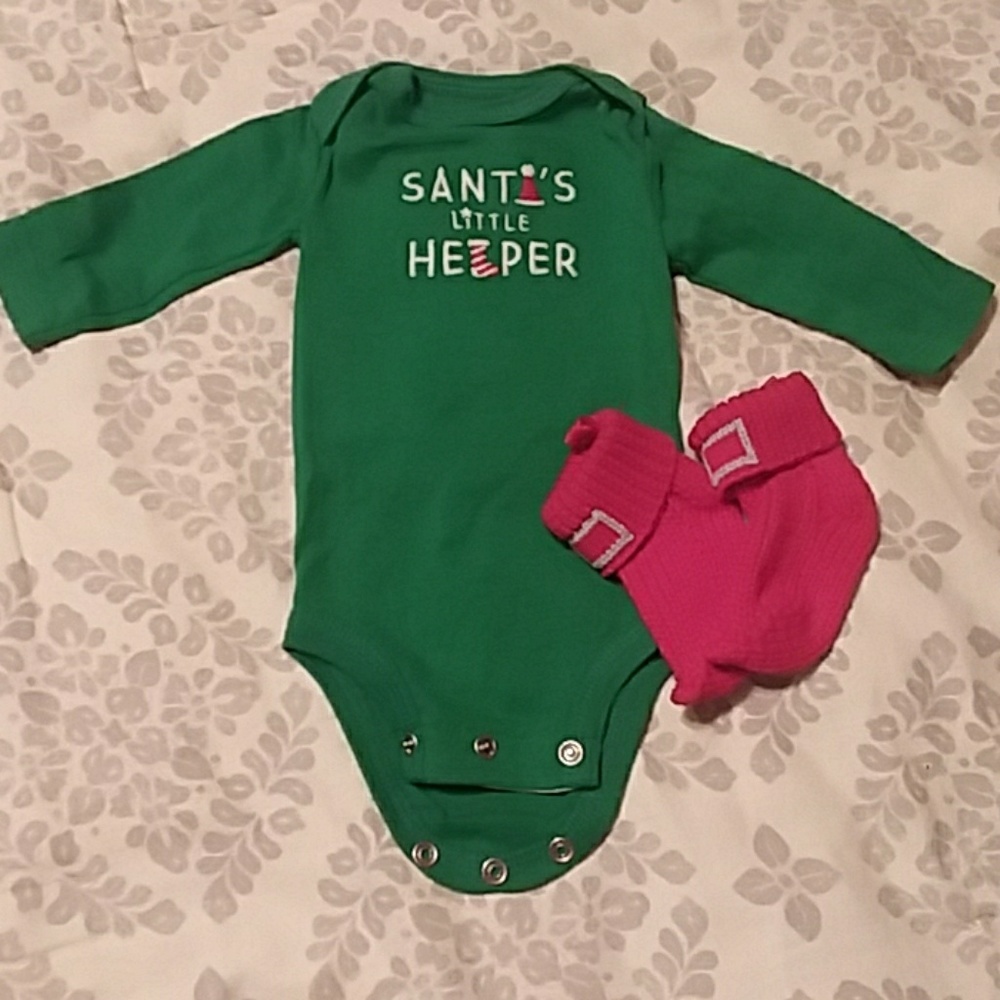 Santa's little helper onesie and booties